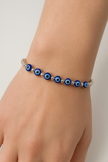 Blue Aura Evil Eye Silver Bracelet