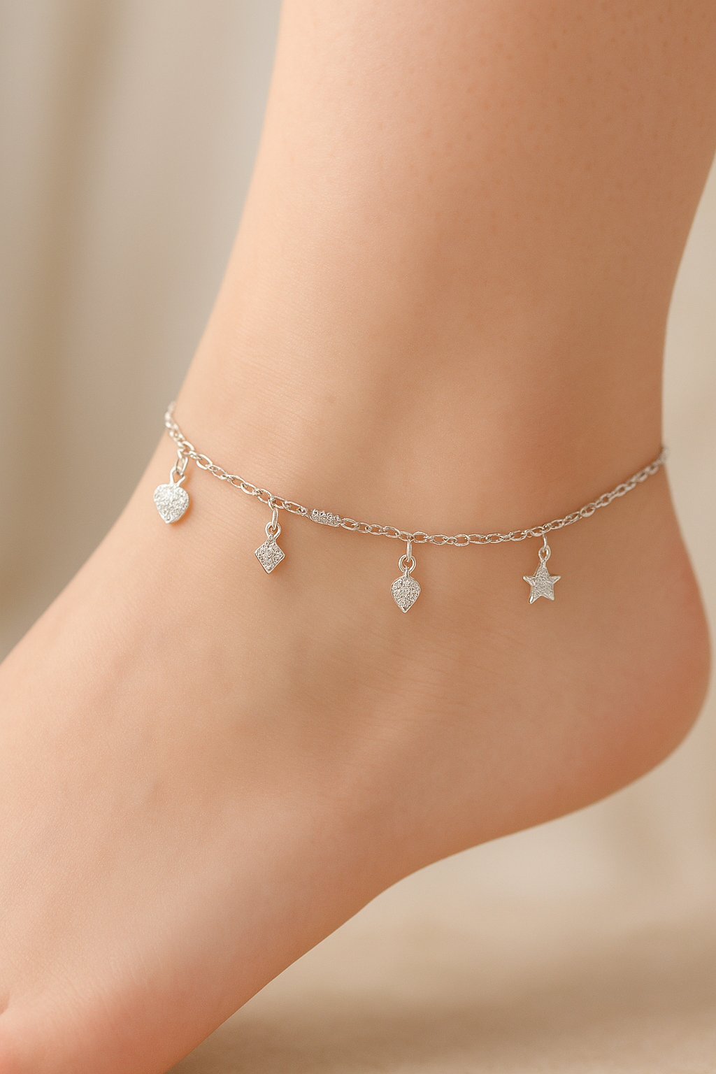 Silver Classic Charm Anklet