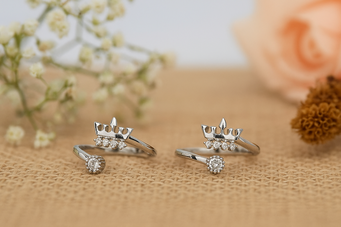 Crown Elegance Toe Rings