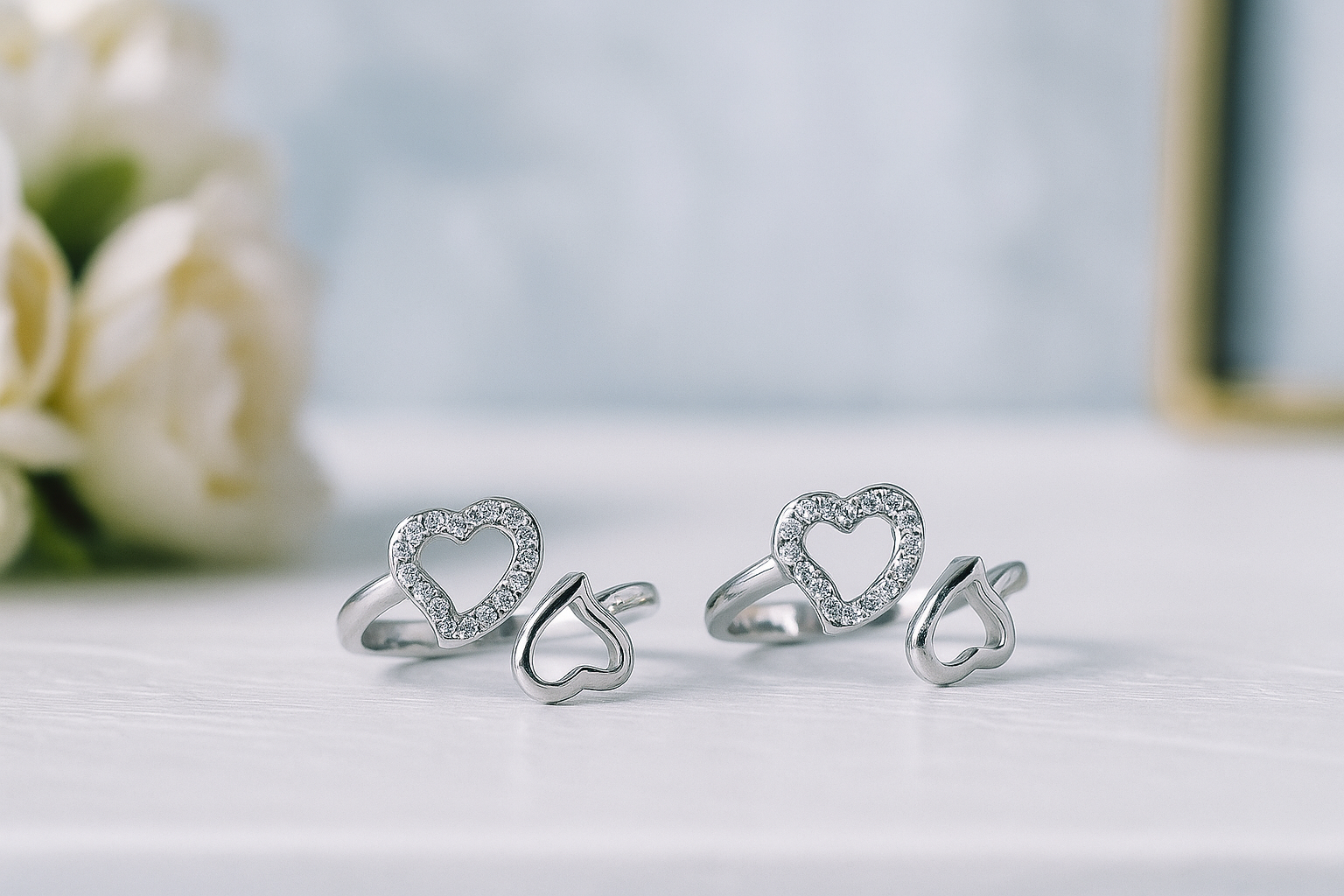 Sparkle Heart Silver Toe Ring