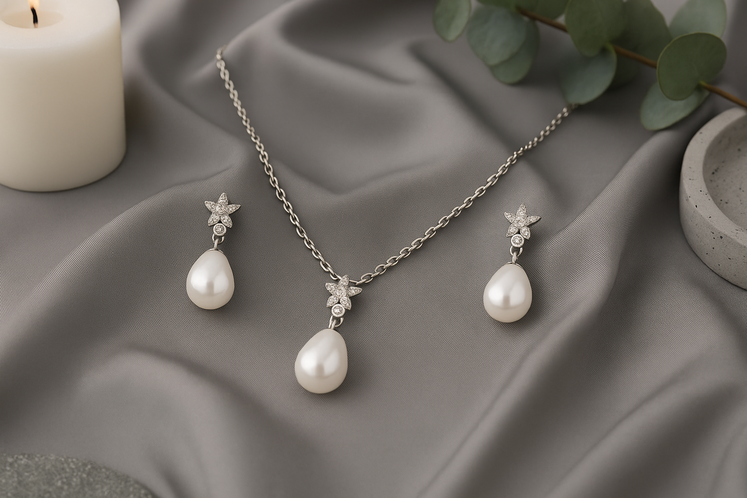 Silver Celestial Star Pearl Pendant