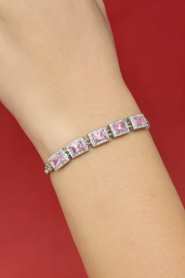 Silver Pink Velvet Dream Bracelet