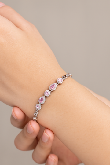 Silver Rosy Ember Bracelet