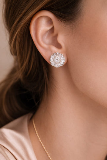 Floral Radiance Silver Studs