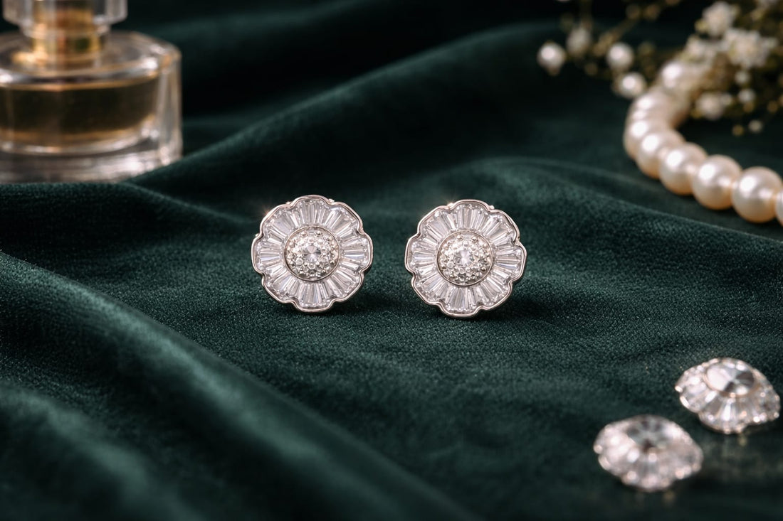 Floral Radiance Silver Studs