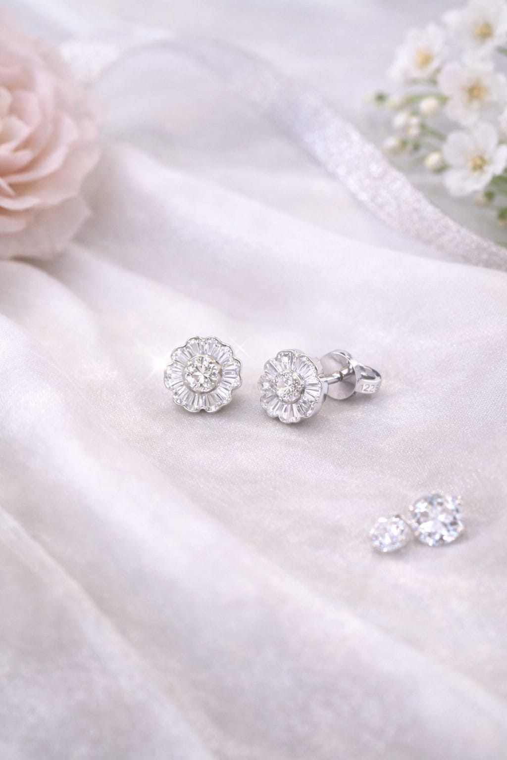 Floral Radiance Silver Studs