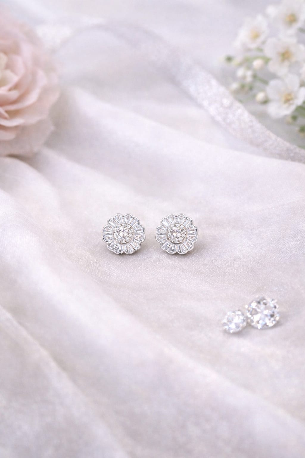 Floral Radiance Silver Studs