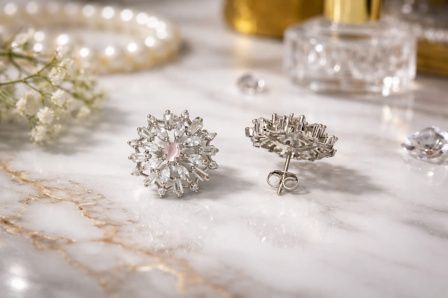 Rosé Starburst Studs