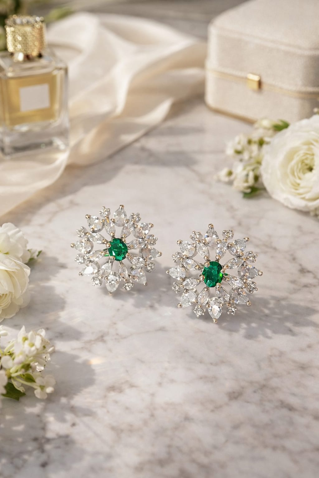 Emerald Glow Bloom Studs