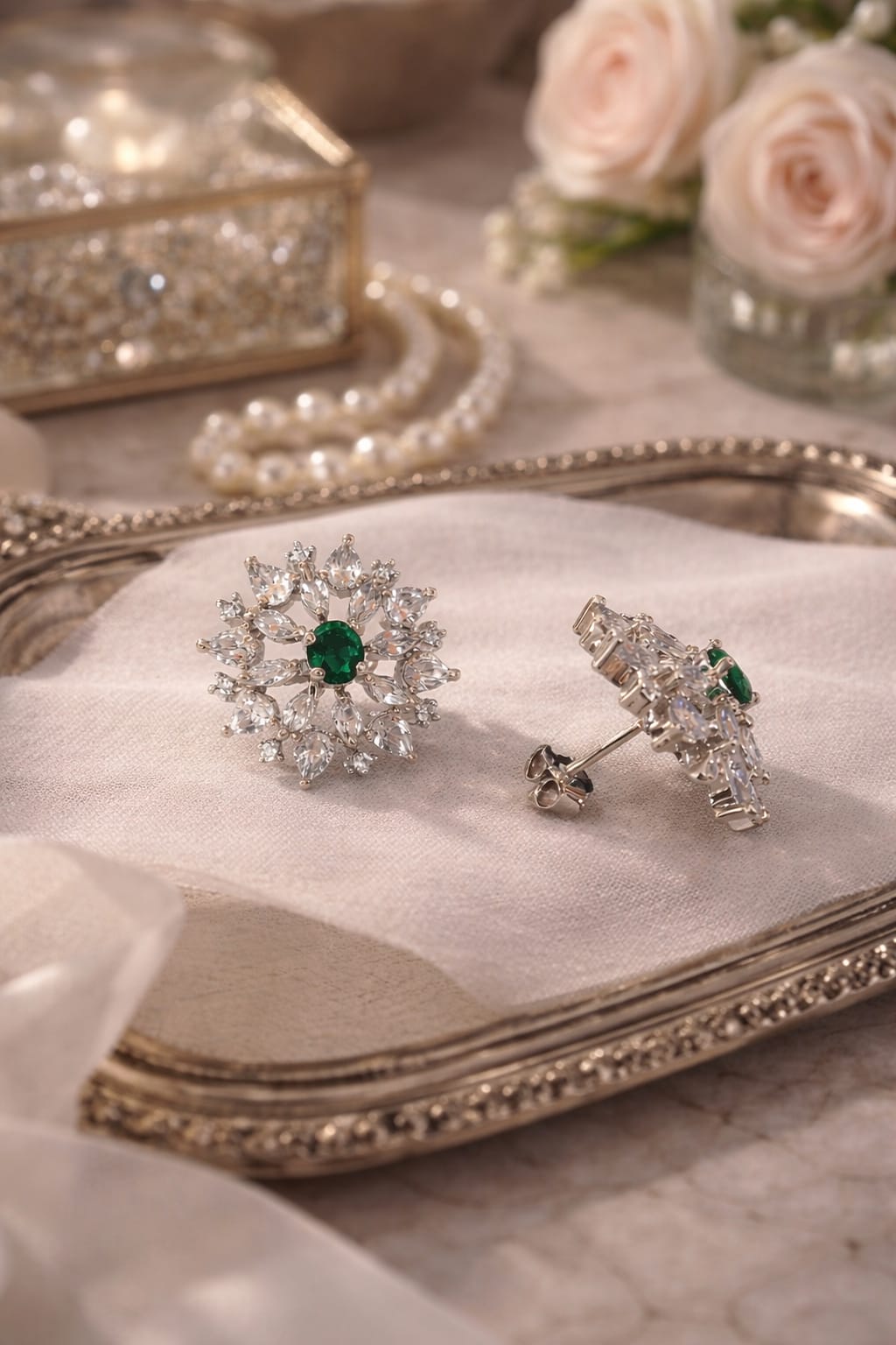 Emerald Glow Bloom Studs