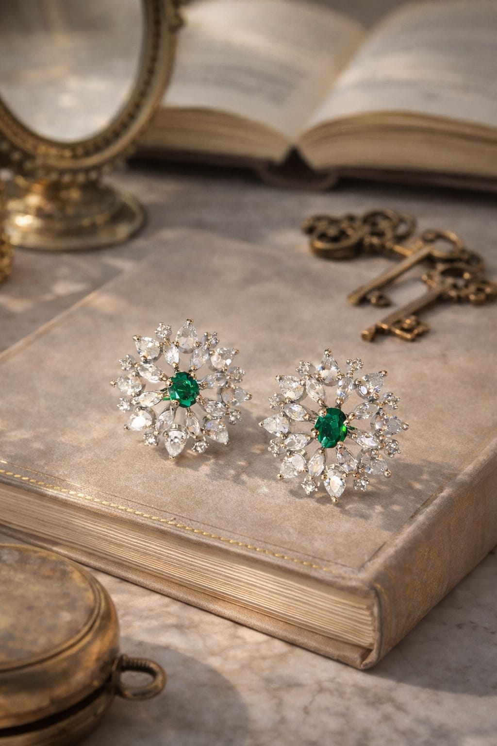 Emerald Glow Bloom Studs
