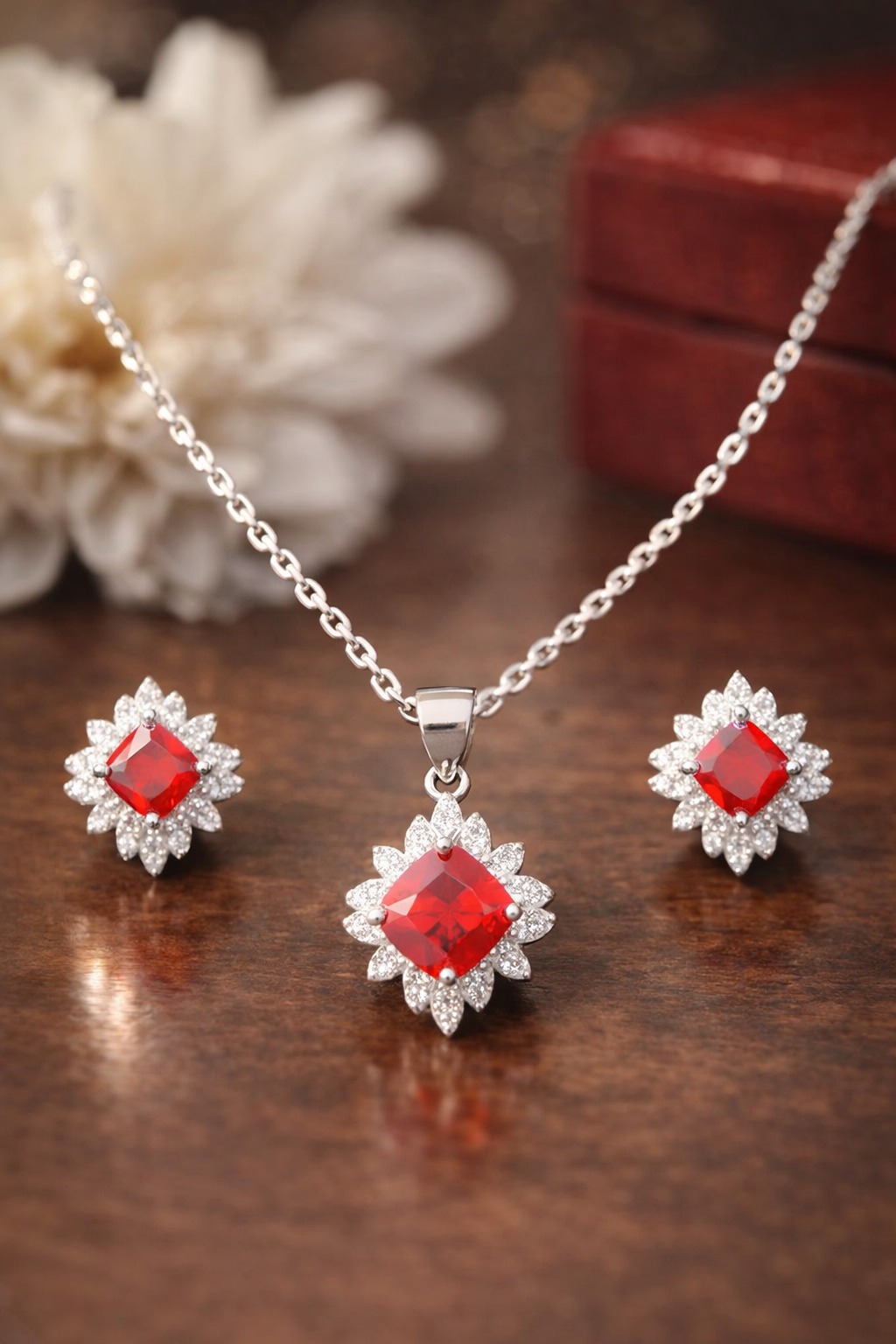 Ruby Radiance Pendant Set