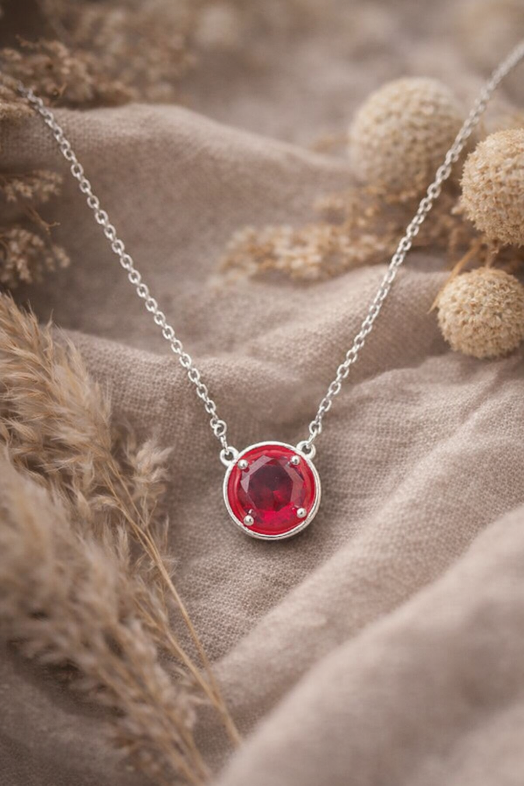 Ruby Minimal Charm Pendant