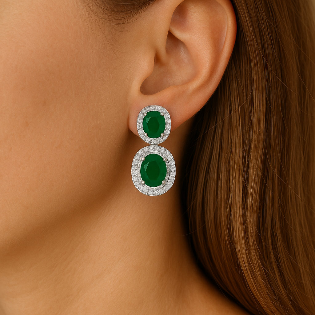 Silver Emerald Earring