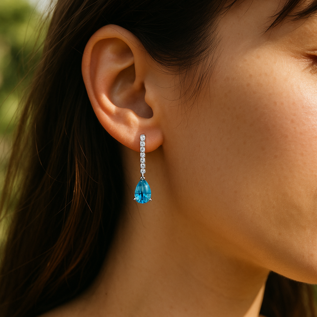 Silver Blue Drop Earring