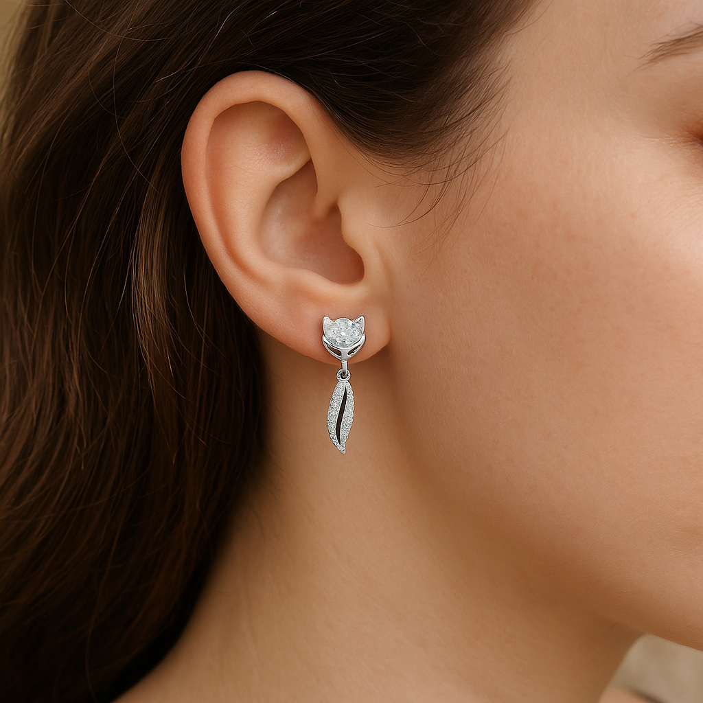 Silver Leaf Drop Earring