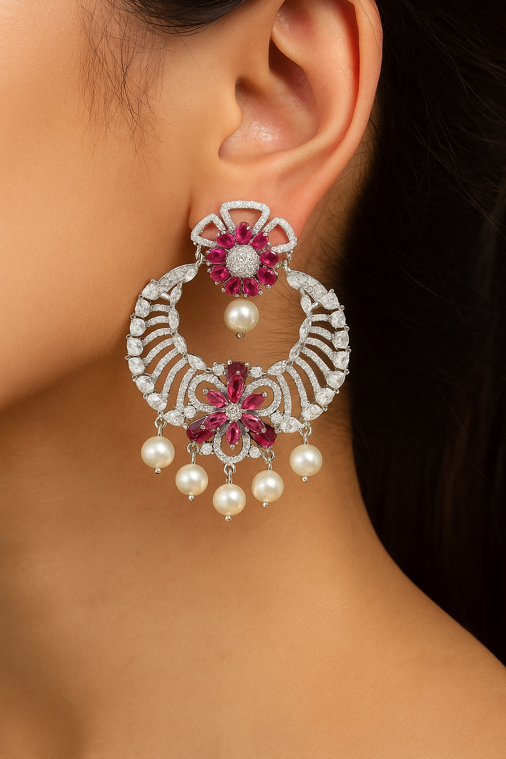 Silver Rose Royal Earring