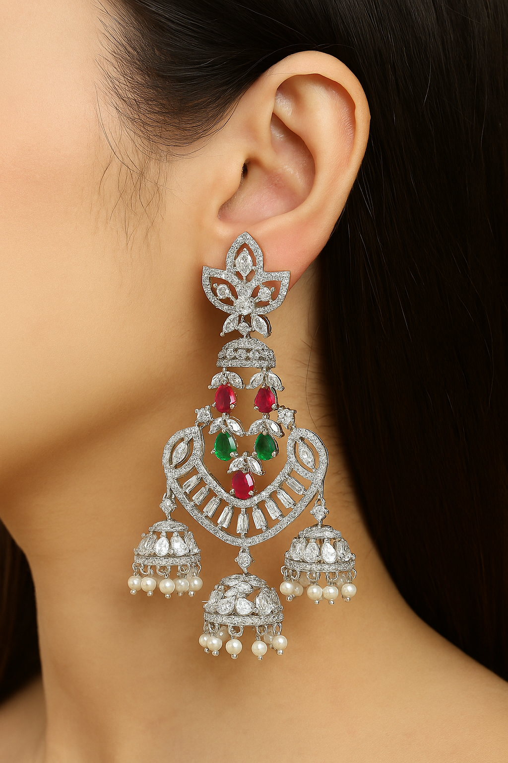 Silver Nawabi Jhumka Drops