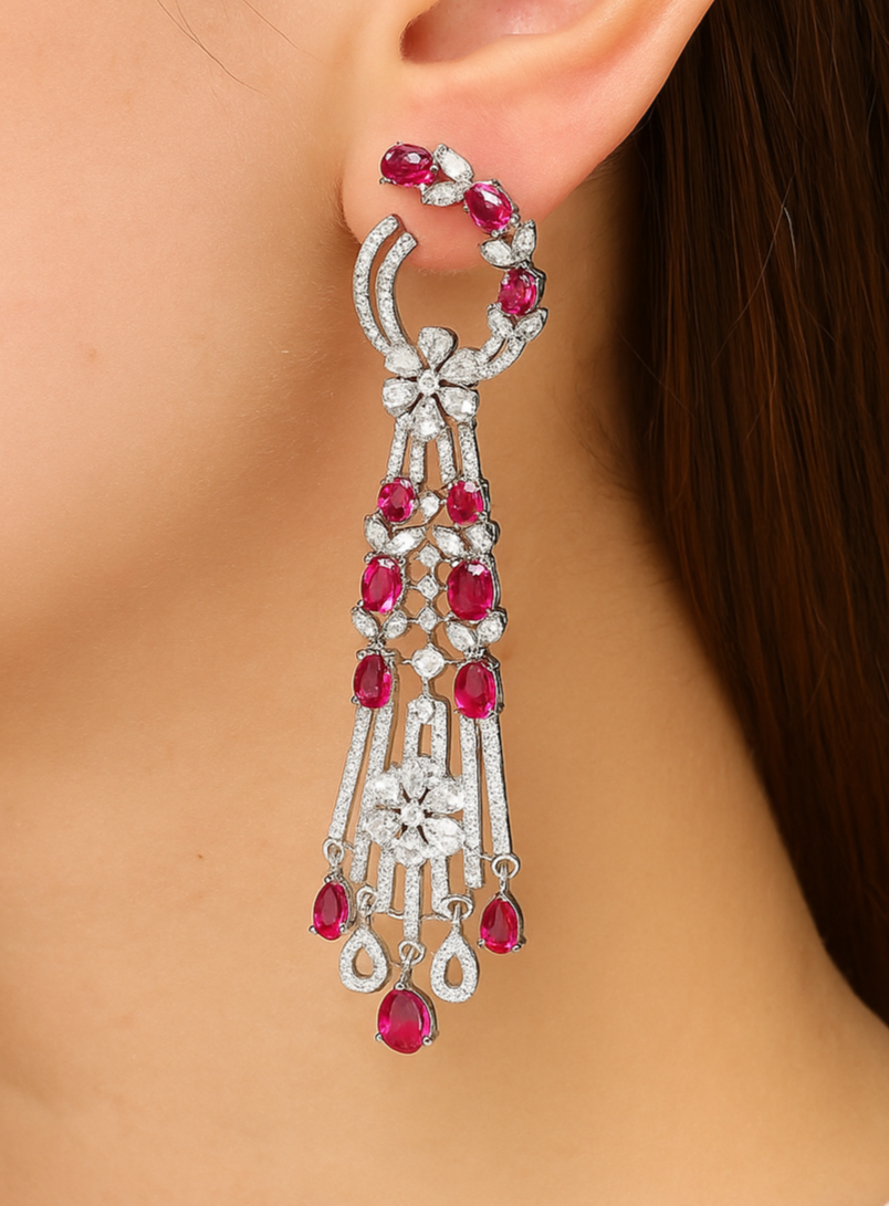 Silver Ruby Rainfall Drops