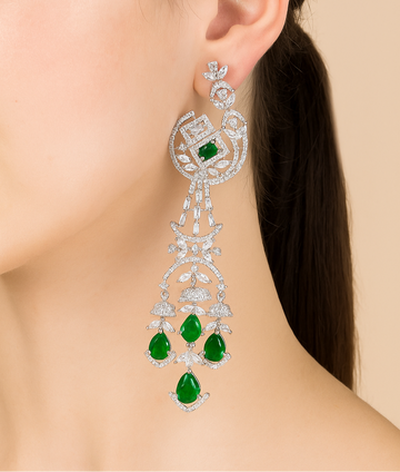 Silver Emerald Enigma Earrings