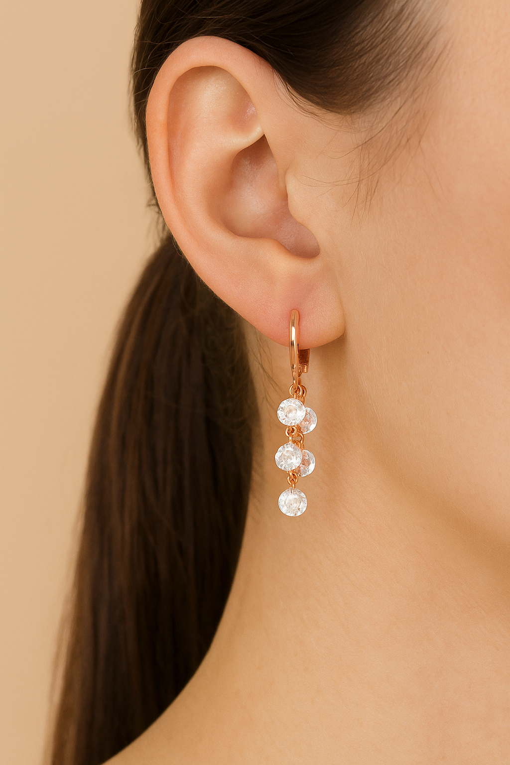 Silver Crystal Cascade Hoops