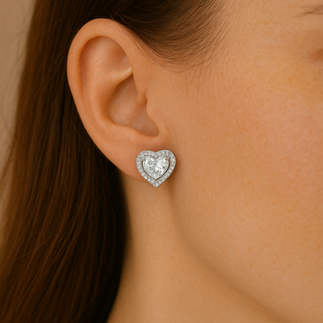 Silver Radiant Heart Earring
