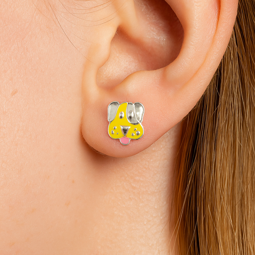 Silver Puppy Love Studs