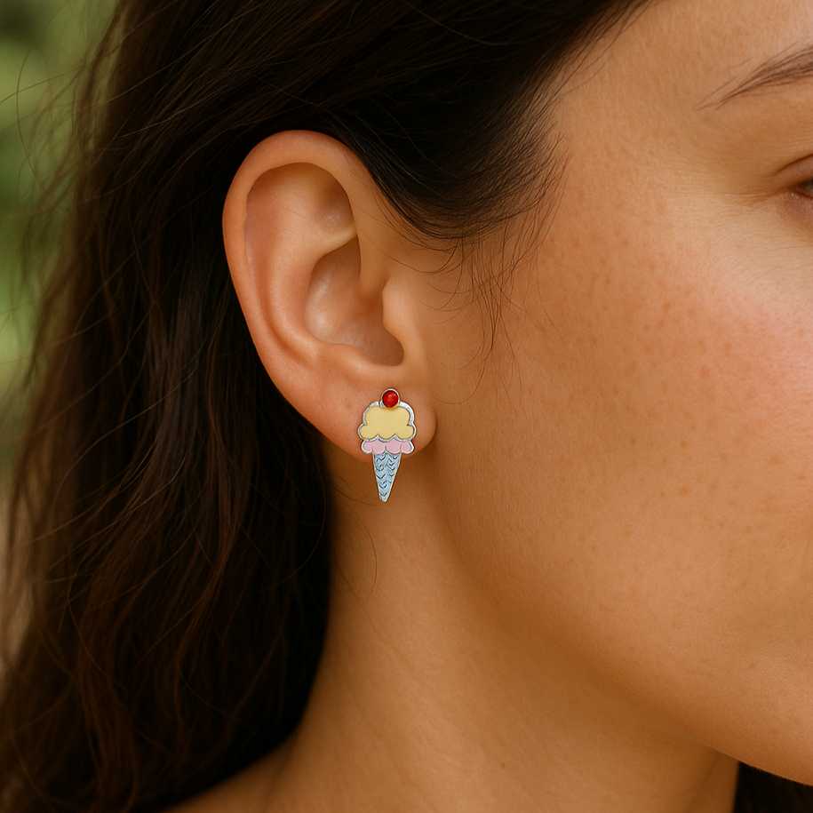 Silver Scoops of Joy Studs