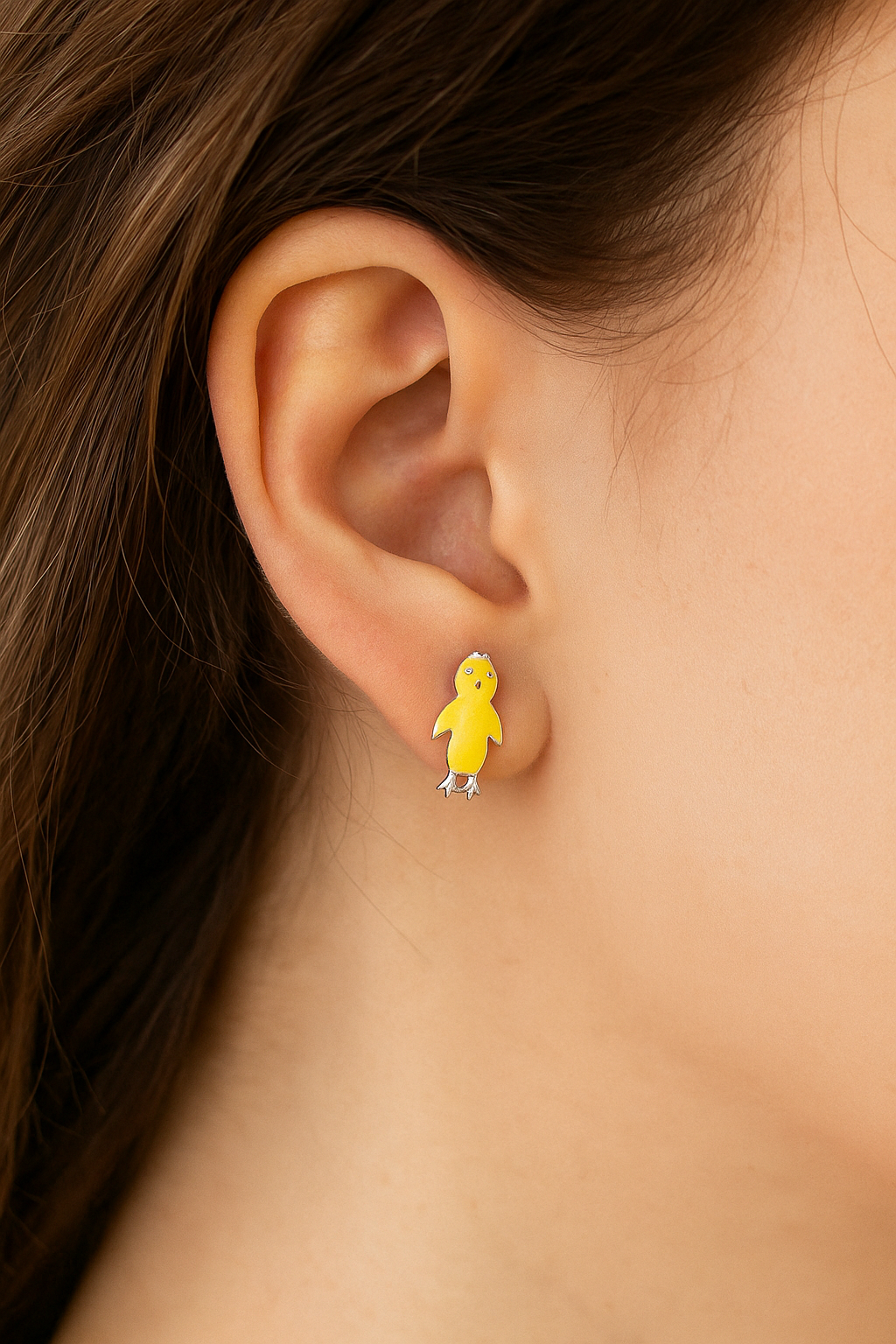 Silver Chirpy Chick Studs
