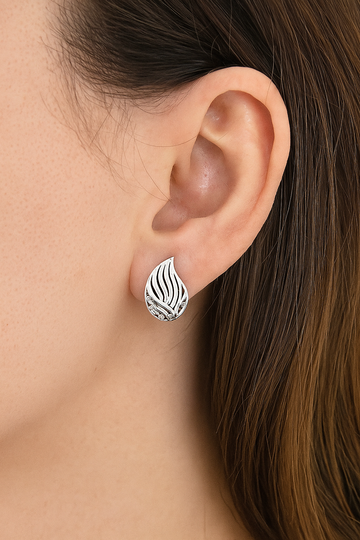 Silver Whispering Leaf Studs