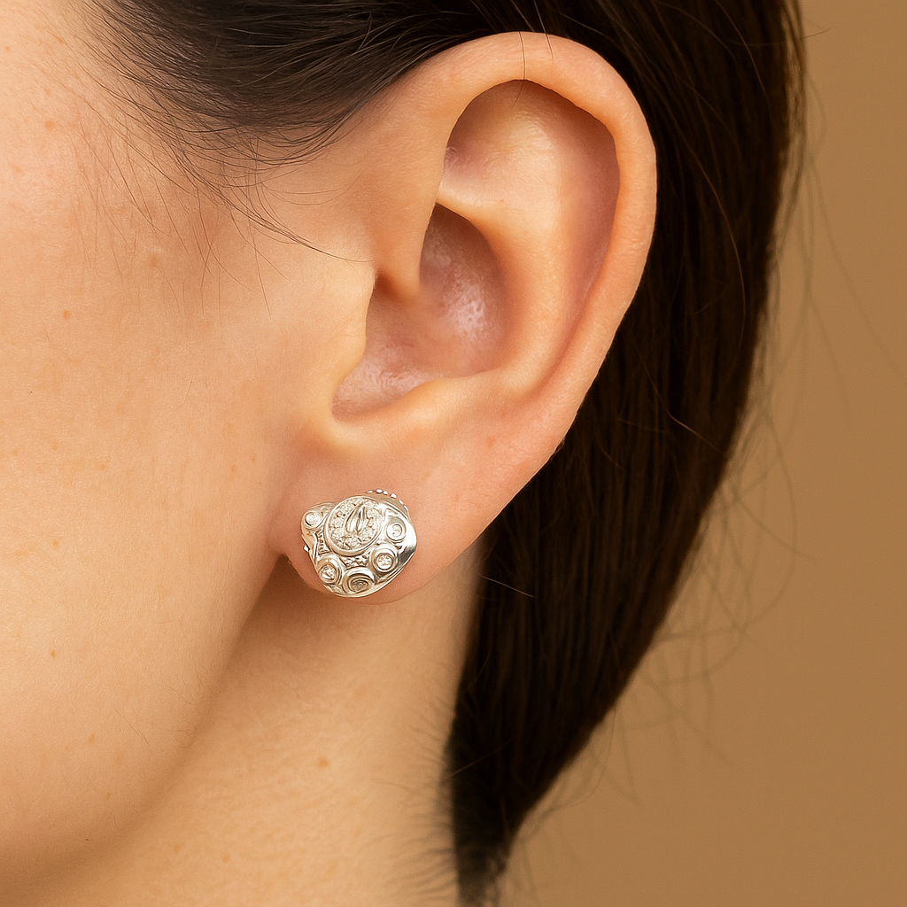 Silver  Divine Om Studs