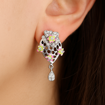 Silver Bloomberry Dangle Studs