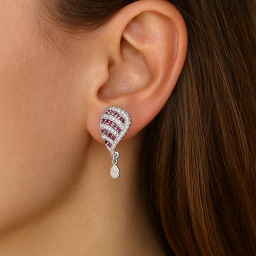 Silver Ruby Whisper Drop Earrings