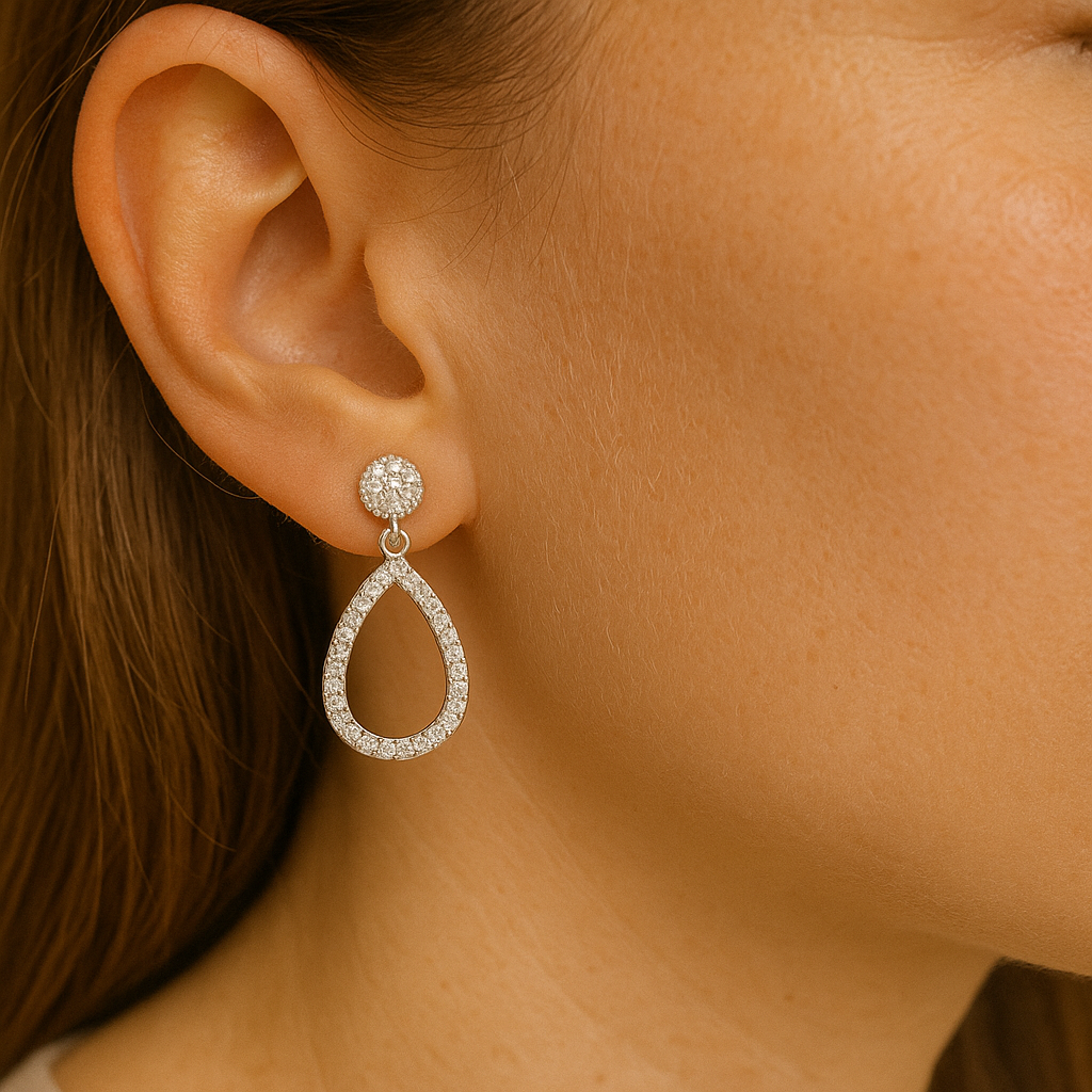 Silver Crystal Dewdrop Earrings