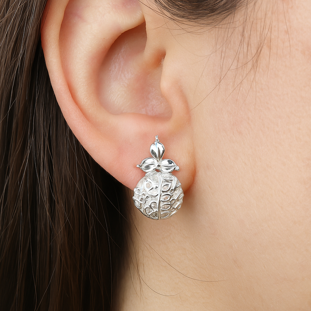 Silver Pineapple Charm Studs