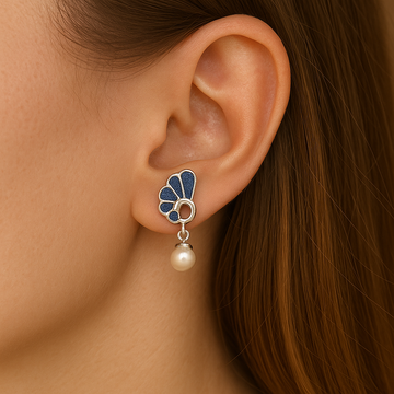 Blue Bloom  Silver Earrings