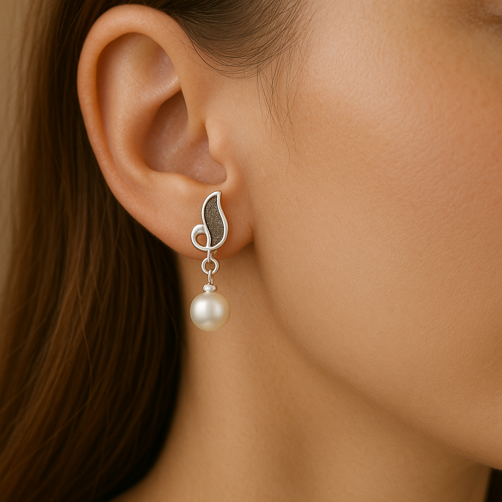 Golden Grace  Silver Earrings