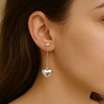 Dangle Hearts  Silver Earrings