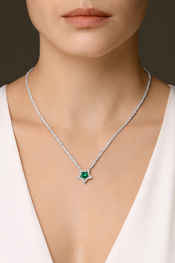 Emerald Star Elegance Necklace