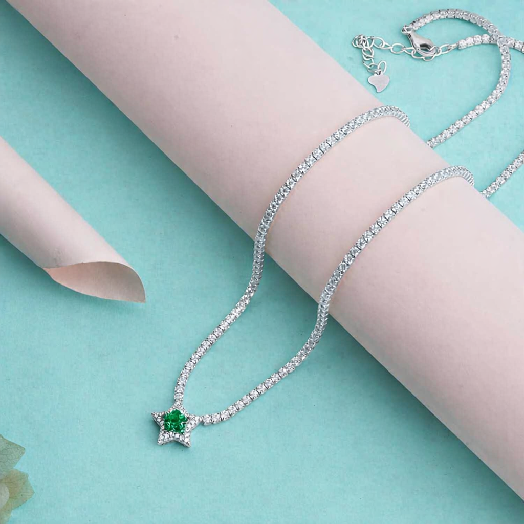 Emerald Star Elegance Necklace