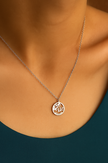 Silver Luna Lattice Chain Pendant