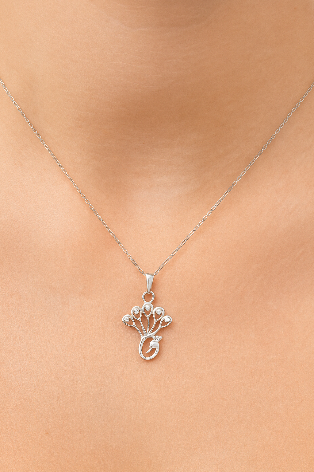 Silver Peacock Chain Pendant