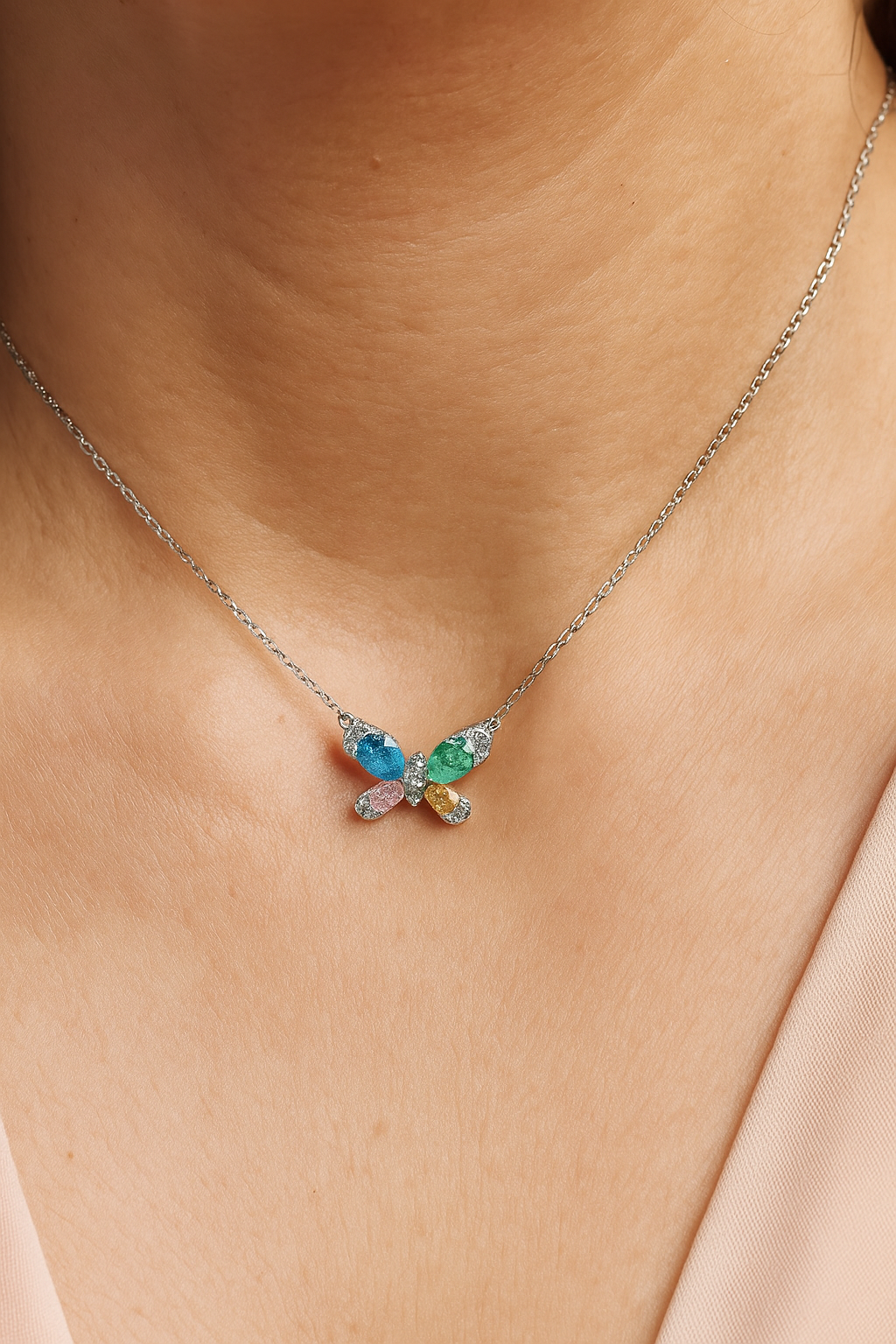 Silver Jewel Wings Pendant