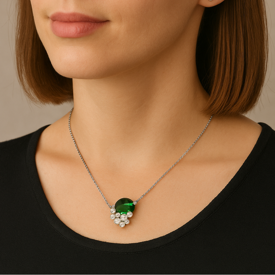 Silver Emerald Bloom Pendant