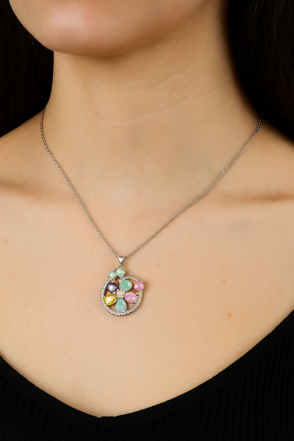 Silver Petal Whirl Pendant