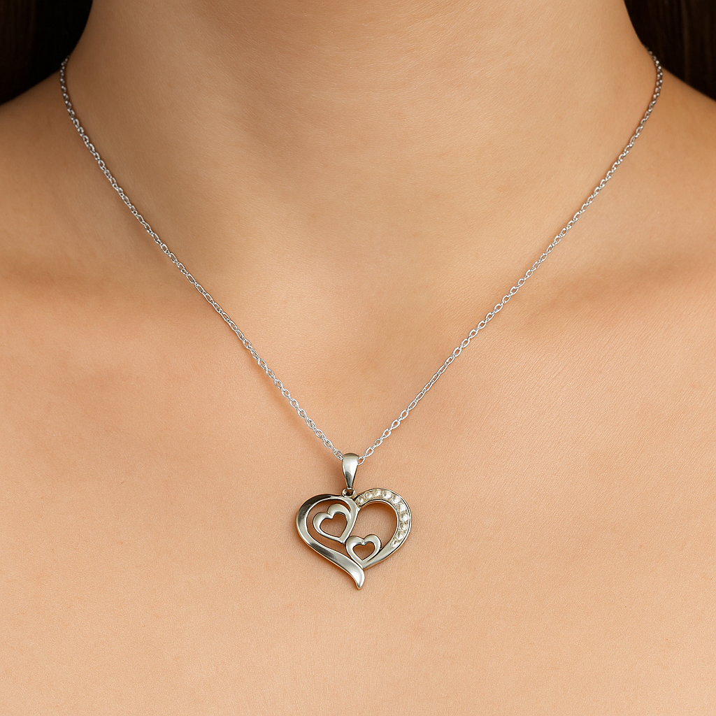 Silver Triple Love Spark Chain Pendant