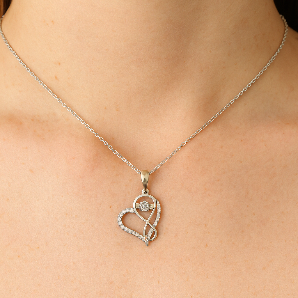 Silver Infinity Heart Sparkle Pendant