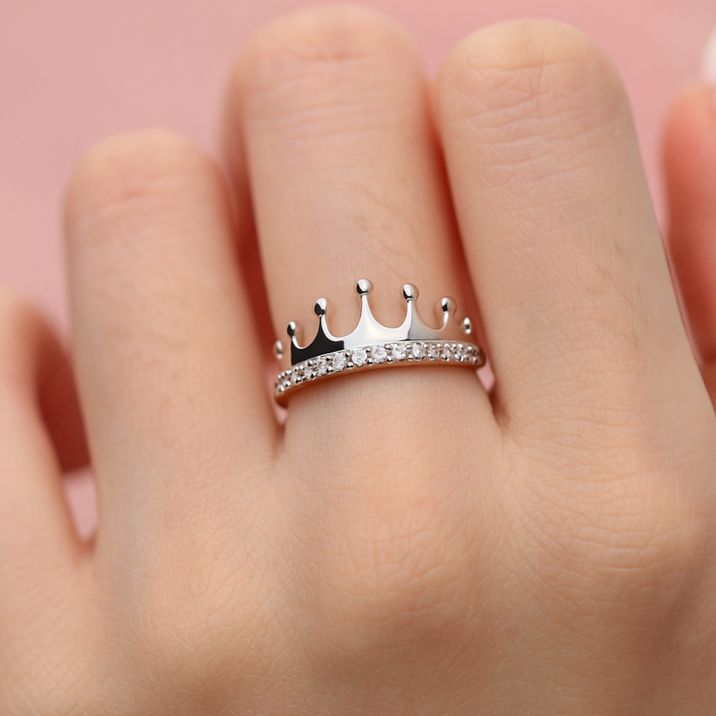 Silver Queen Crown Ring