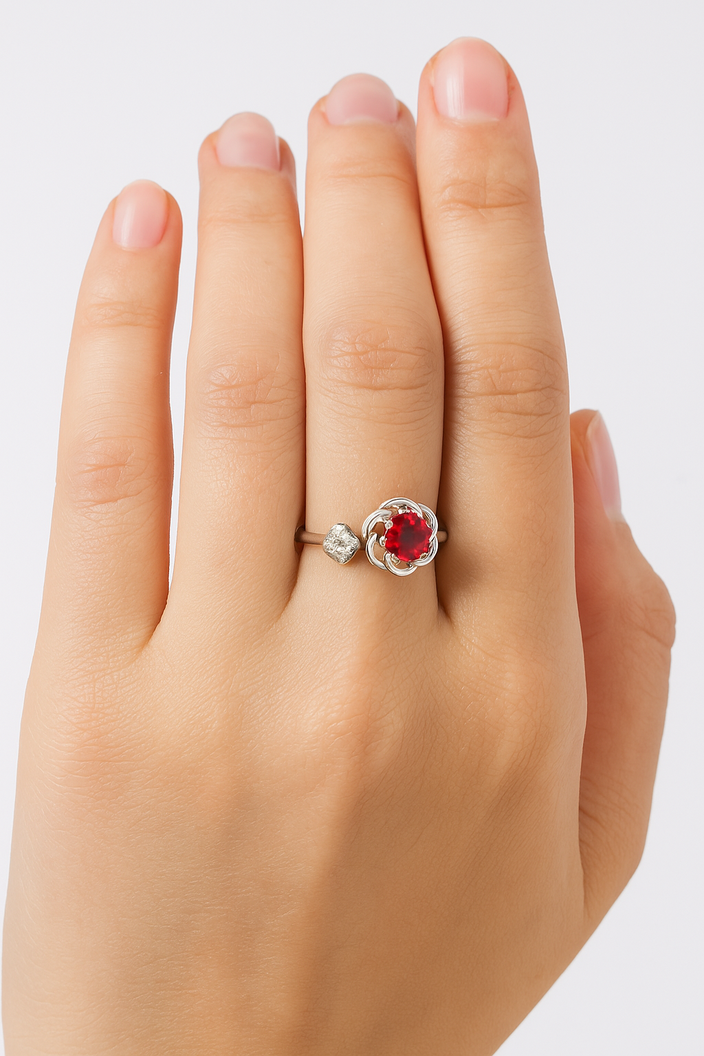 Silver Pink Passionate Ring