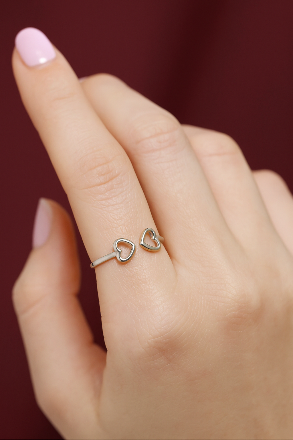 Silver Double Heart Ring